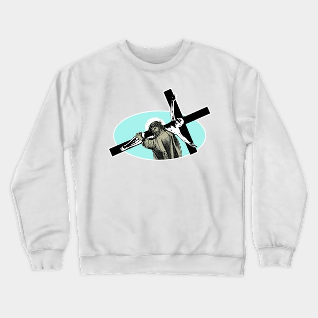 Jesus Christ carrying the cross Crewneck Sweatshirt by Marccelus